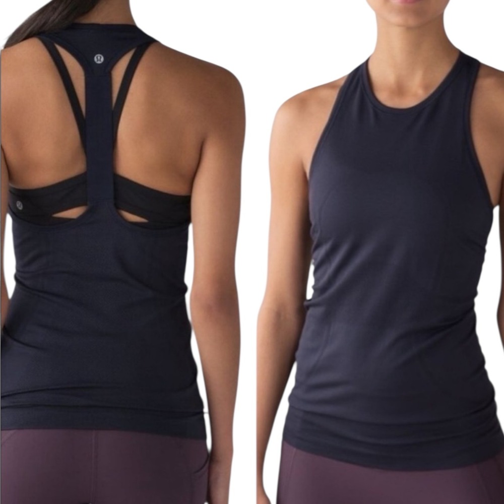 Lululemon Swiftly Tech T-Back Tank Top Racerback Athletic in Black Sz 6